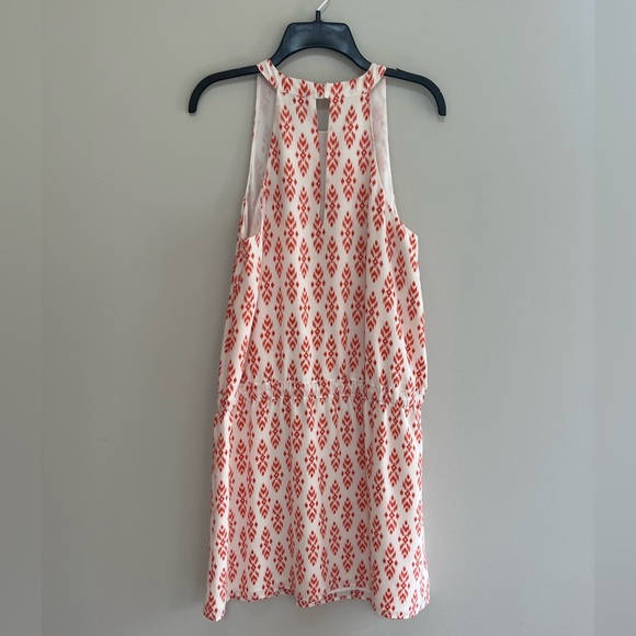 Joie Diega 100% Silk Self Tie Halter Neckline Mini Dress, Orange White, M - Picture 4 of 9